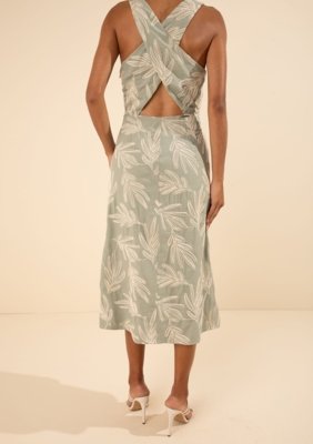 Vestido Morena Rosa Ajustado Decote Reto Com Alça Midi Verde