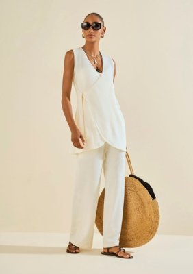 Vestido Morena Rosa Curto Alvéolo Branco