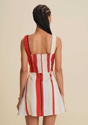 Vestido Morena Rosa Curto Decote Reto Com Lastex Estampado