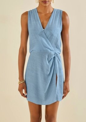 Vestido Morena Rosa Curto Enlace Azul