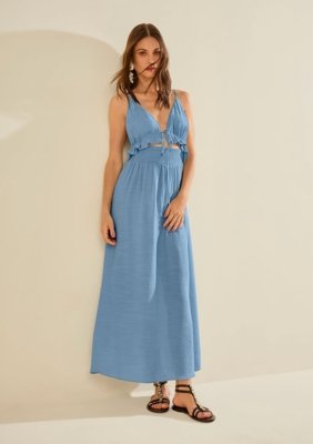 Vestido Morena Rosa Midi Enlace Azul