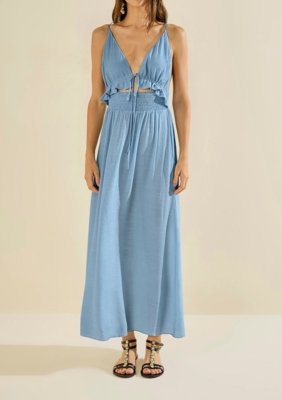 Vestido Morena Rosa Midi Enlace Azul