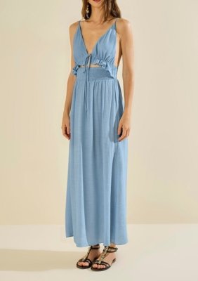 Vestido Morena Rosa Midi Enlace Azul