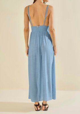 Vestido Morena Rosa Midi Enlace Azul