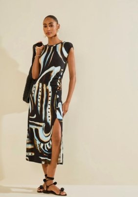 Vestido Morena Rosa Midi Náutilo Preto