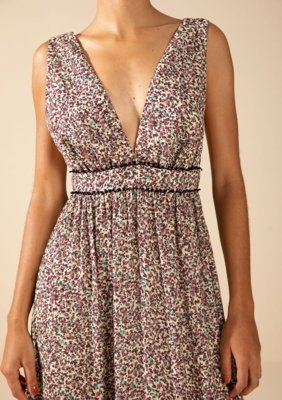 Vestido Morena Rosa Solto Decote V Com Alça Midi Verde