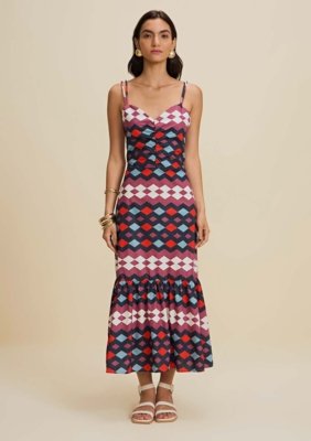 Vestido Morena Rosa V Com Cinto Roxo