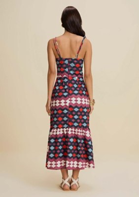 Vestido Morena Rosa V Com Cinto Roxo