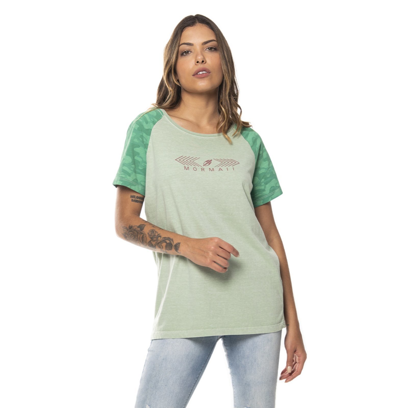 camiseta raglan verde