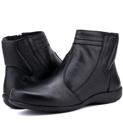 Bota Rasteira Mr Gutt Cano Curto  Couro Preto