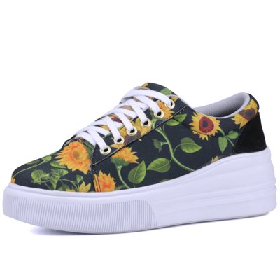 Casual Tênis DAFITI SHOES Floral Preto - Compre Agora