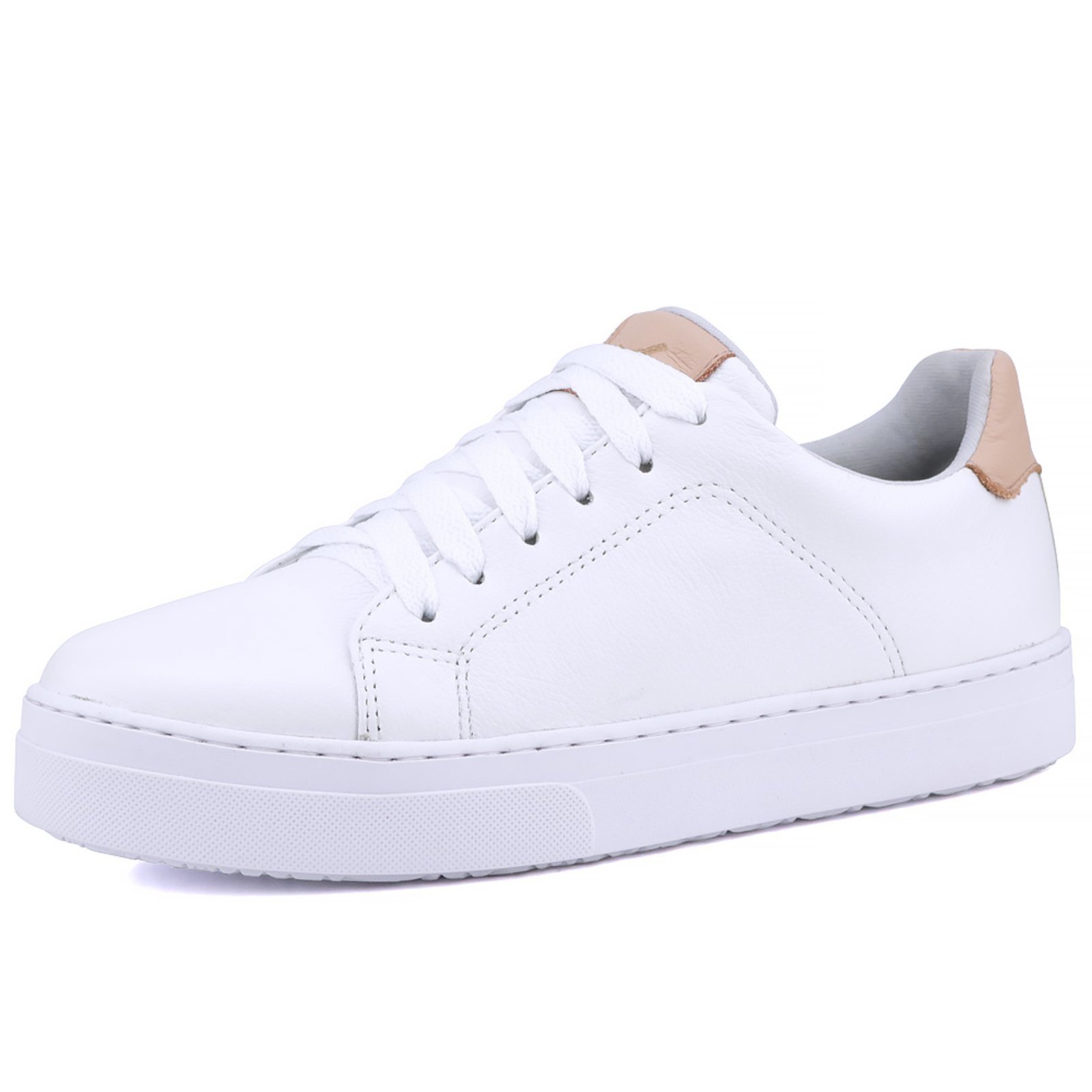 Tênis Casual Mr. Gutt Couro Branco e Nude