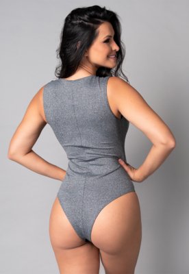 Body MVB Modas Camiseta Collant Suplex Cinza