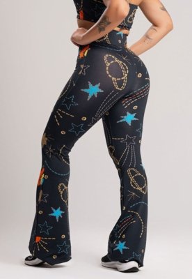 Calça Flare MVB Modas Feminina Pantalona Suplex Lisa Cosmic