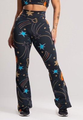 Calça Flare MVB Modas Feminina Pantalona Suplex Lisa Cosmic