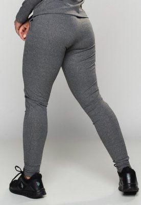 Calça Jogger MVB Modas Ribana Canelada Cintura Alta Cinza