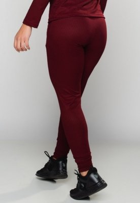 Calça Jogger MVB Modas Ribana Canelada Cintura Alta Vinho