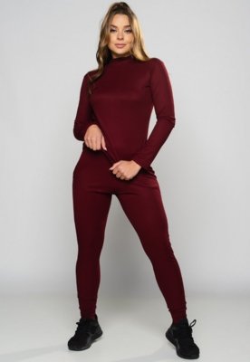 Calça Jogger MVB Modas Ribana Canelada Cintura Alta Vinho