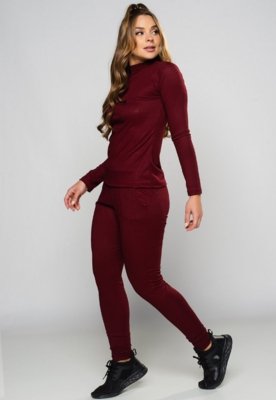 Calça Jogger MVB Modas Ribana Canelada Cintura Alta Vinho