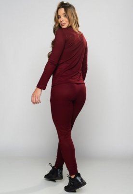 Calça Jogger MVB Modas Ribana Canelada Cintura Alta Vinho