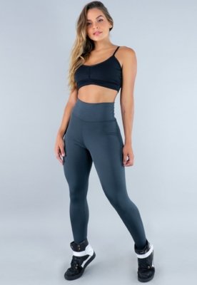 Calça Legging MVB Modas Cintura Alta Cinza