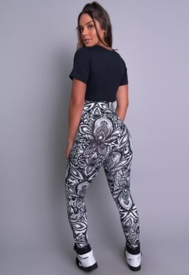 Calça Legging MVB Modas Cintura Alta Mandala