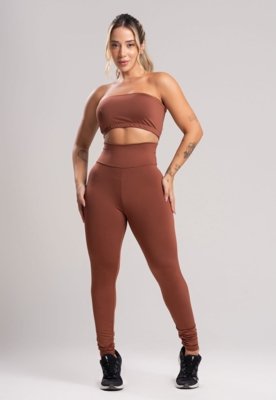 Calça Legging MVB Modas Cintura Alta Marrom