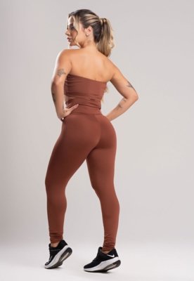 Calça Legging MVB Modas Cintura Alta Marrom