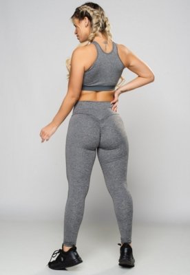 Calça Legging MVB Modas Empina Bumbum Suplex Estampada Cinza