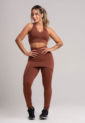 Calça Legging MVB Modas Saia Tapa Bumbum Marrom
