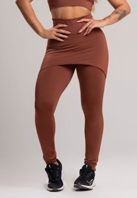 Calça Legging MVB Modas Saia Tapa Bumbum Suplex Lisa Marrom