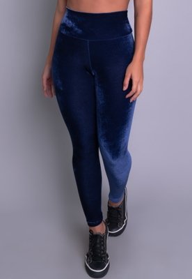 Calça Legging MVB Modas Veludo Molhado Azul