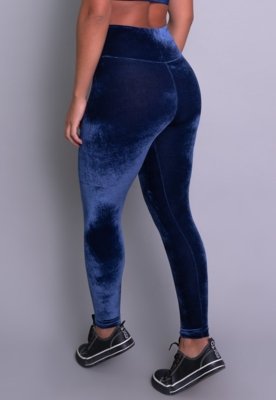 Calça Legging MVB Modas Veludo Molhado Azul