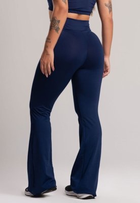 Calça MVB Modas Feminina Flare Pantalona Suplex Azul Marinho