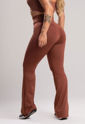 Calça MVB Modas Feminina Flare Pantalona Suplex Marrom