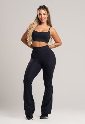 Calça MVB Modas Flare Pantalona Poliamida Preto