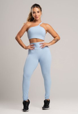 Calça MVB Modas Legging Cintura Alta Poliamida Céu
