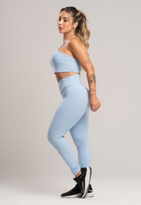 Calça MVB Modas Legging Cintura Alta Poliamida Céu