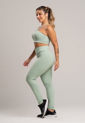 Calça MVB Modas Legging Cintura Alta Poliamida Pistache