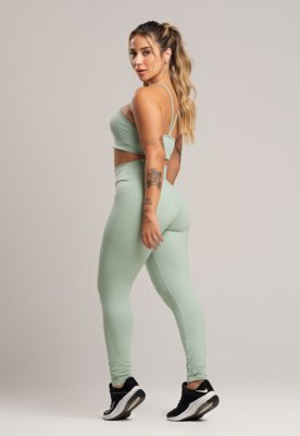 Calça MVB Modas Legging Cintura Alta Poliamida Pistache
