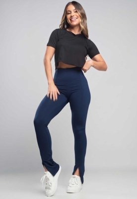 Calça Montaria MVB Modas Térmica Peluciada Cintura Alta Azul