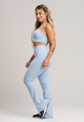 Calça Pantalona Flare MVB Modas Poliamida Céu