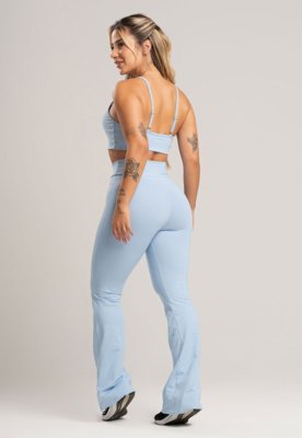 Calça Pantalona Flare MVB Modas Poliamida Céu