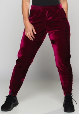 Calça Ribana Jogger MVB Modas Veludo Cintura Alta Vinho