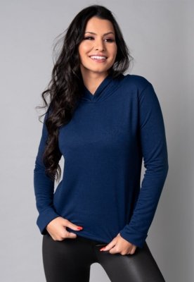 Casaco Blusa MVB Modas Capuz Moletinho Inverno Azul