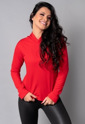 Casaco Blusa MVB Modas Capuz Moletinho Inverno Vermelho