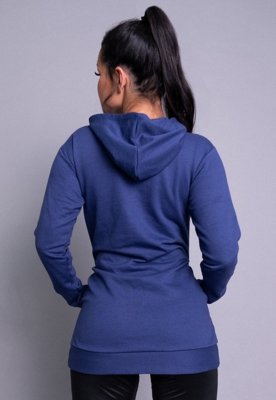 Casaco MVB Modas Moletom Flanelado Capuz Azul