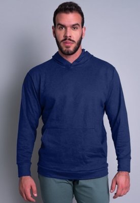 Casaco MVB Modas Moletom Flanelado Capuz Azul