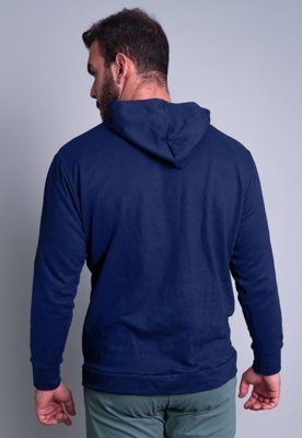 Casaco MVB Modas Moletom Flanelado Capuz Azul