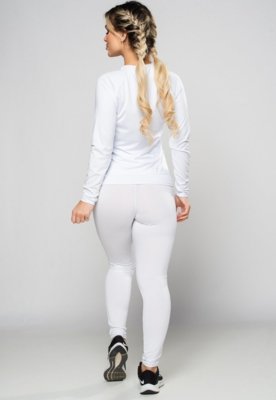 Conjunto MVB Modas Calça E Blusa Térmica Inverno Uv Segunda Pele Branco